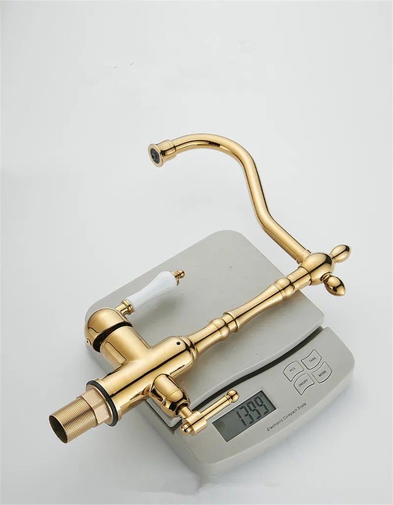Antique Waterfilter Tap Faucet Gold Mixer Drinking Purify