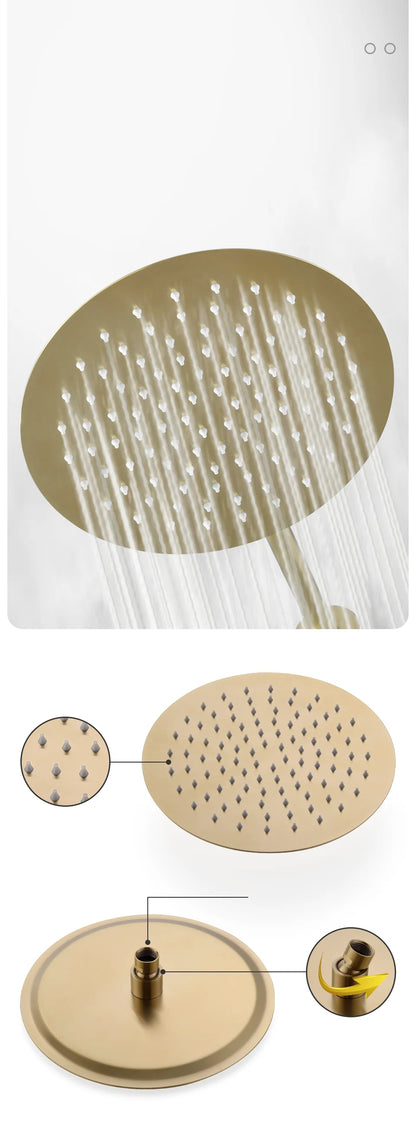 Bathroom Shower System Brushed Gold Cold Faucet Bath