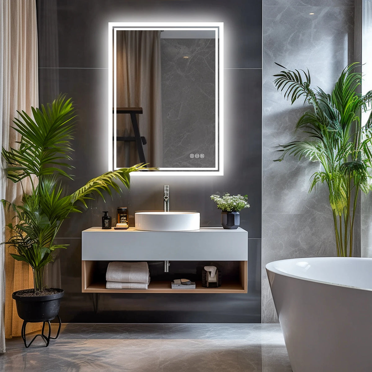 Led Backlit Mirror Bathroom Vanity Lights Anti-Fog Dimmable
