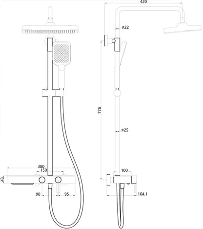 Kemaidi Bathroom Shower System Cold Control Knobbed Triple