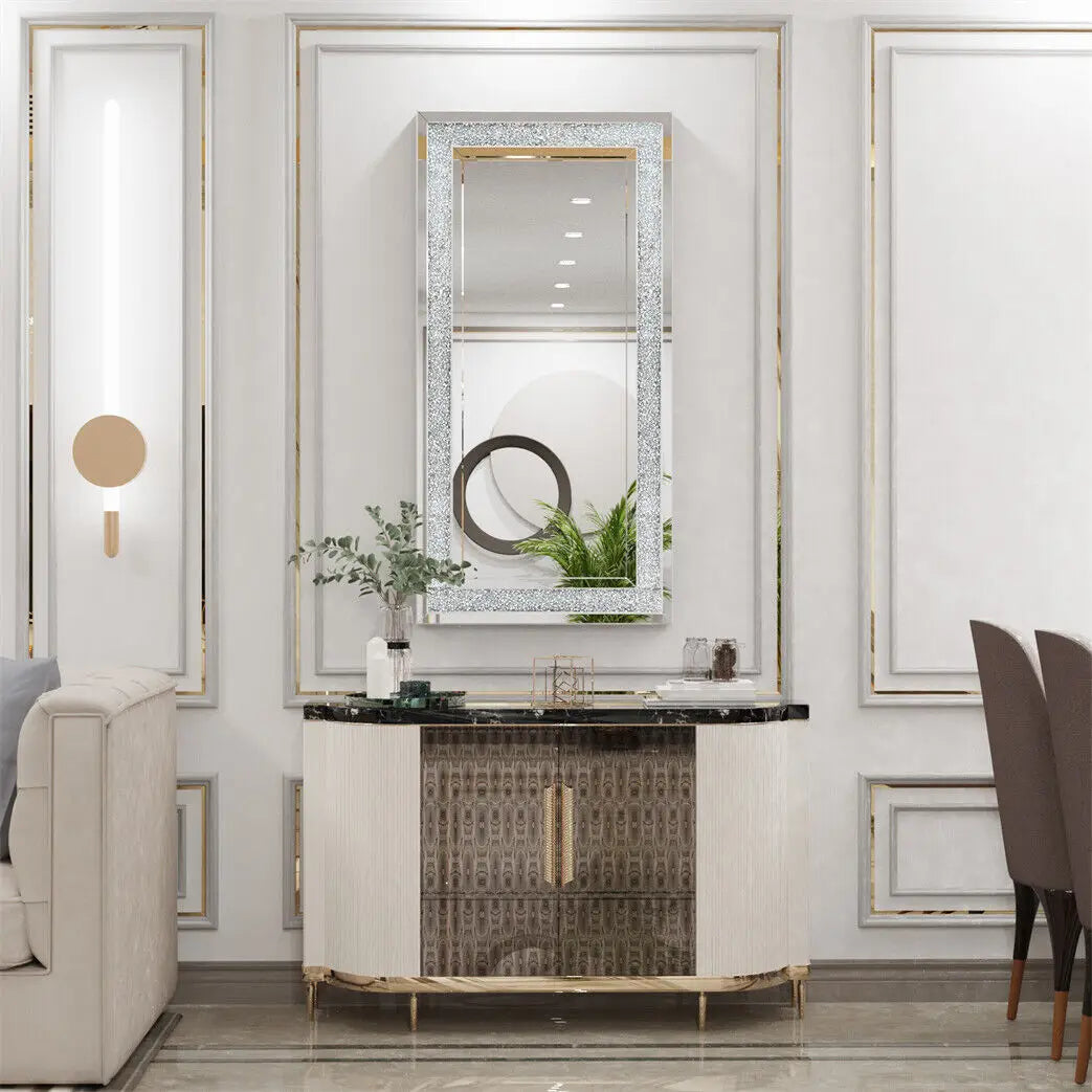 120x60cm Crystal Crush Diamond Wall Mirror Gorgeous