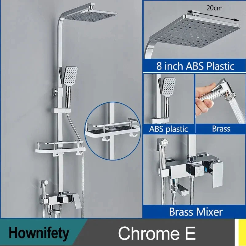 Golden Shower Faucet Rainfall 3/4-Way Bathtub Tap Bathroom