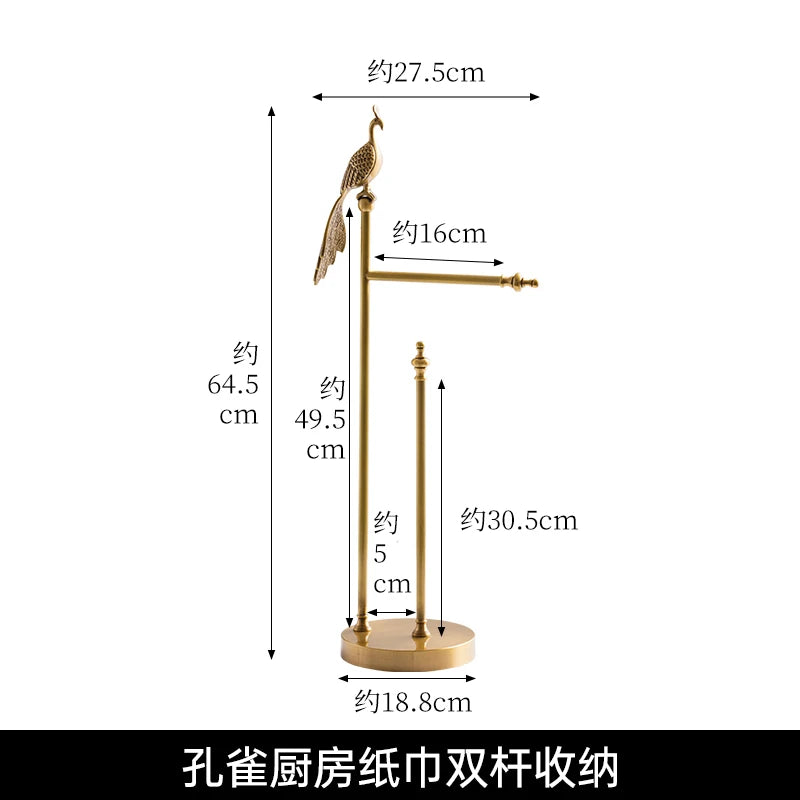 Retro Brass Bird Towel Ring Storage Rack Perforation-Free