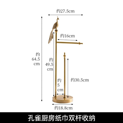 Retro Brass Bird Towel Ring Storage Rack Perforation-Free