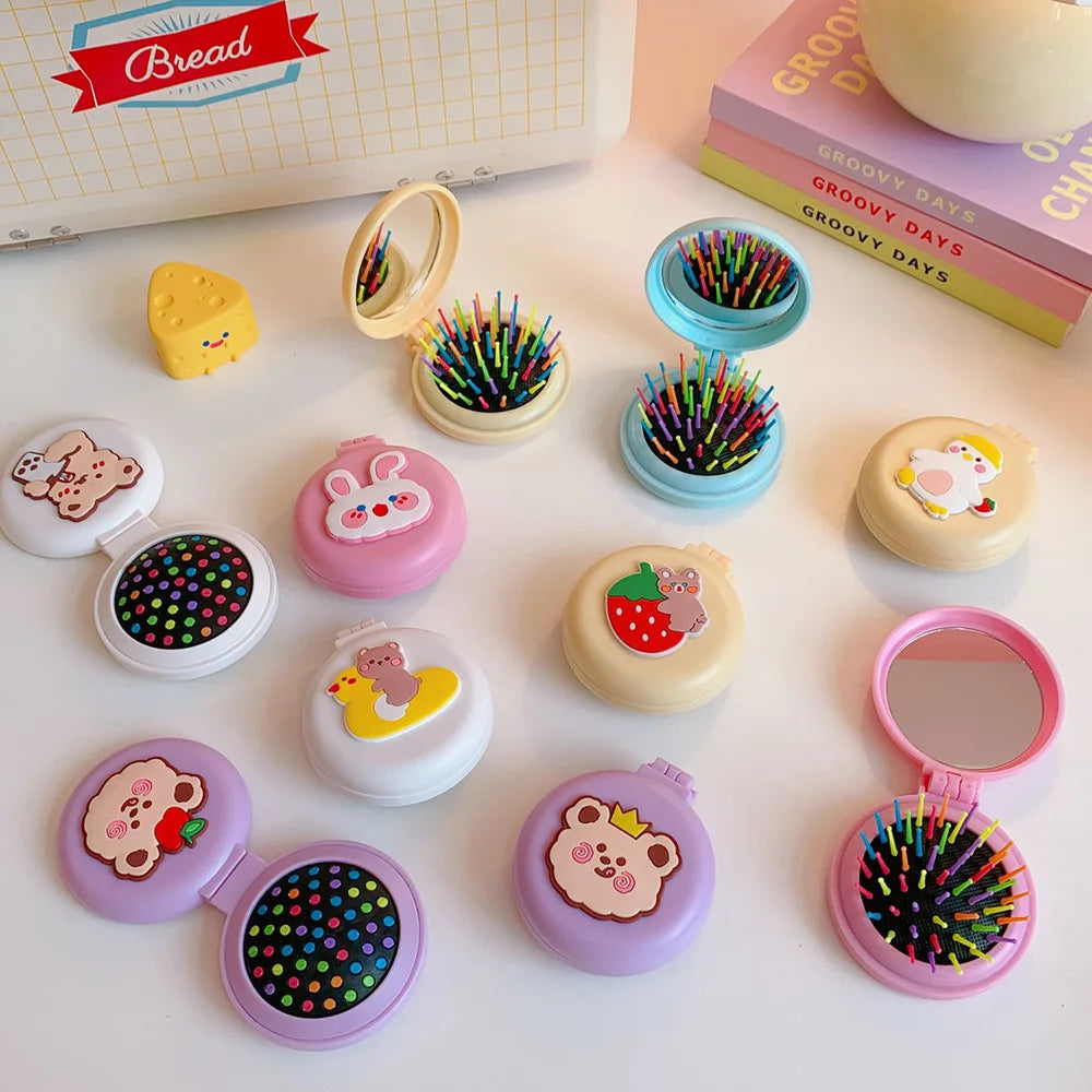 1pcs Mini Cute Folding Air Comb Mirror Compact
