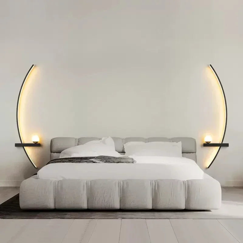 Modern Led Simple Art Bedroom Bedside Wall Lamp