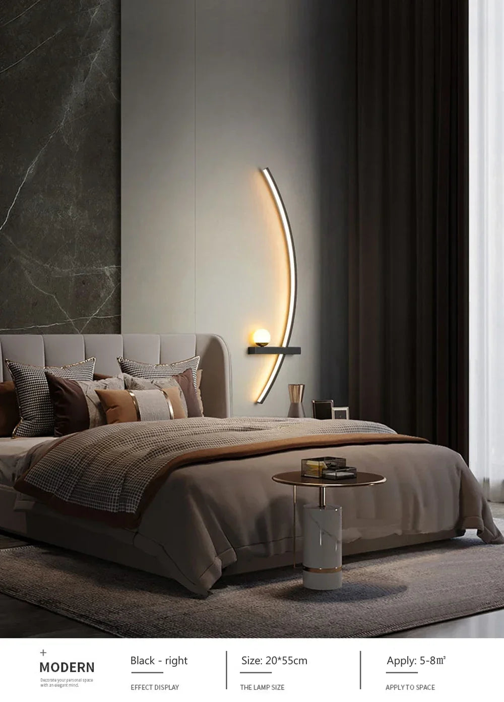 Modern Led Simple Art Bedroom Bedside Wall Lamp