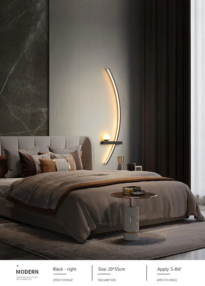 Modern Led Simple Art Bedroom Bedside Wall Lamp