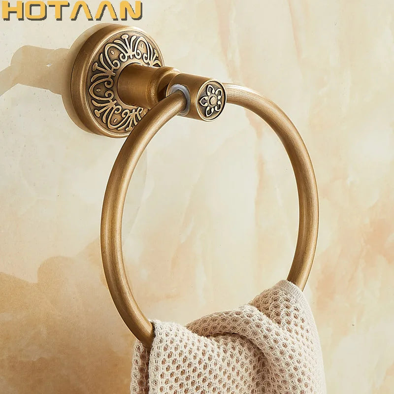 Solid Aluminium Wall-Mounted Round Antique Brass Color Towel