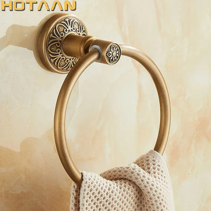 Solid Aluminium Wall-Mounted Round Antique Brass Color Towel
