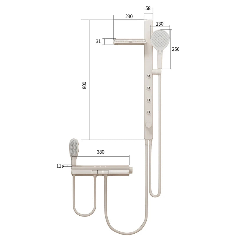 Gun Grey Bathroom Shower System Shoulder Waist Spouts