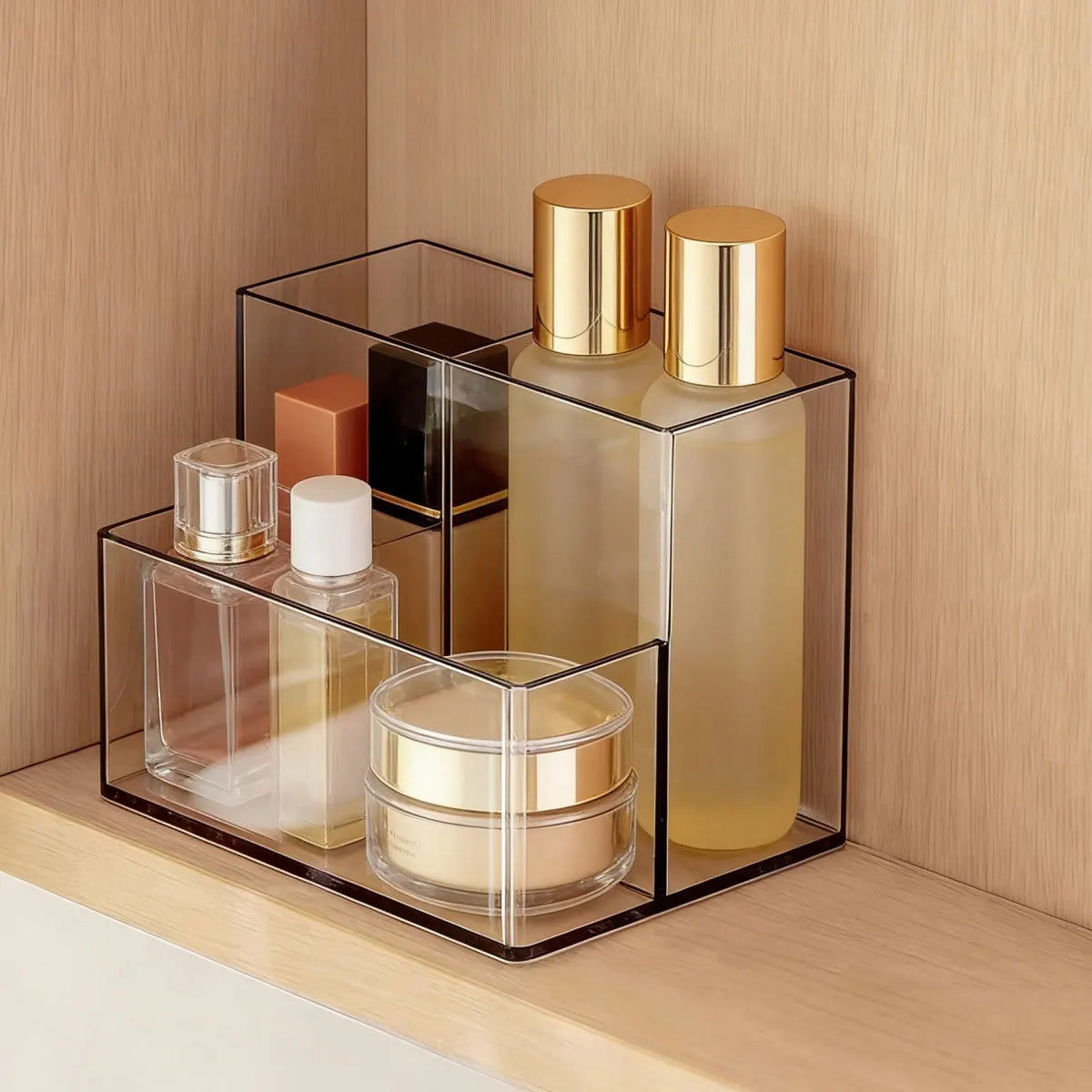 1/2pc Transparent Makeup Storage Box Acrylic Mirror Cabinet