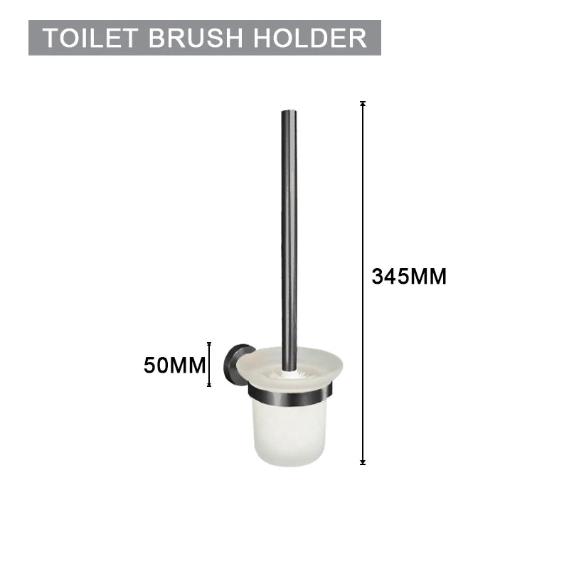 Grey Bathroom Hardware Kit Stainless Steel Round Wall