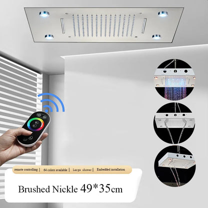 Large Rainfall Shower Faucet Ceiling Installation Bathroom