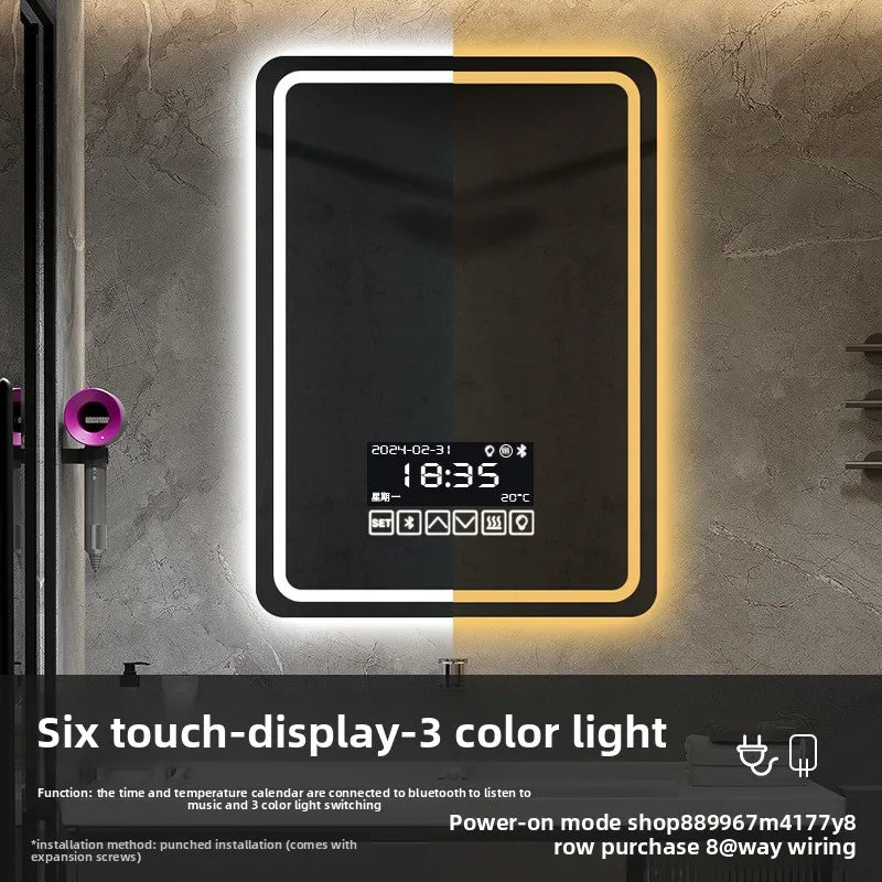 Hotel Bathroom Mirror Square Smart Led Bathroom Light