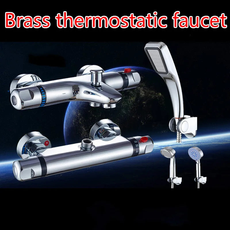 Brass Intelligent Thermostatic Shower Faucet Concealed Cold Water