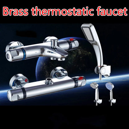 Brass Intelligent Thermostatic Shower Faucet Concealed Cold Water