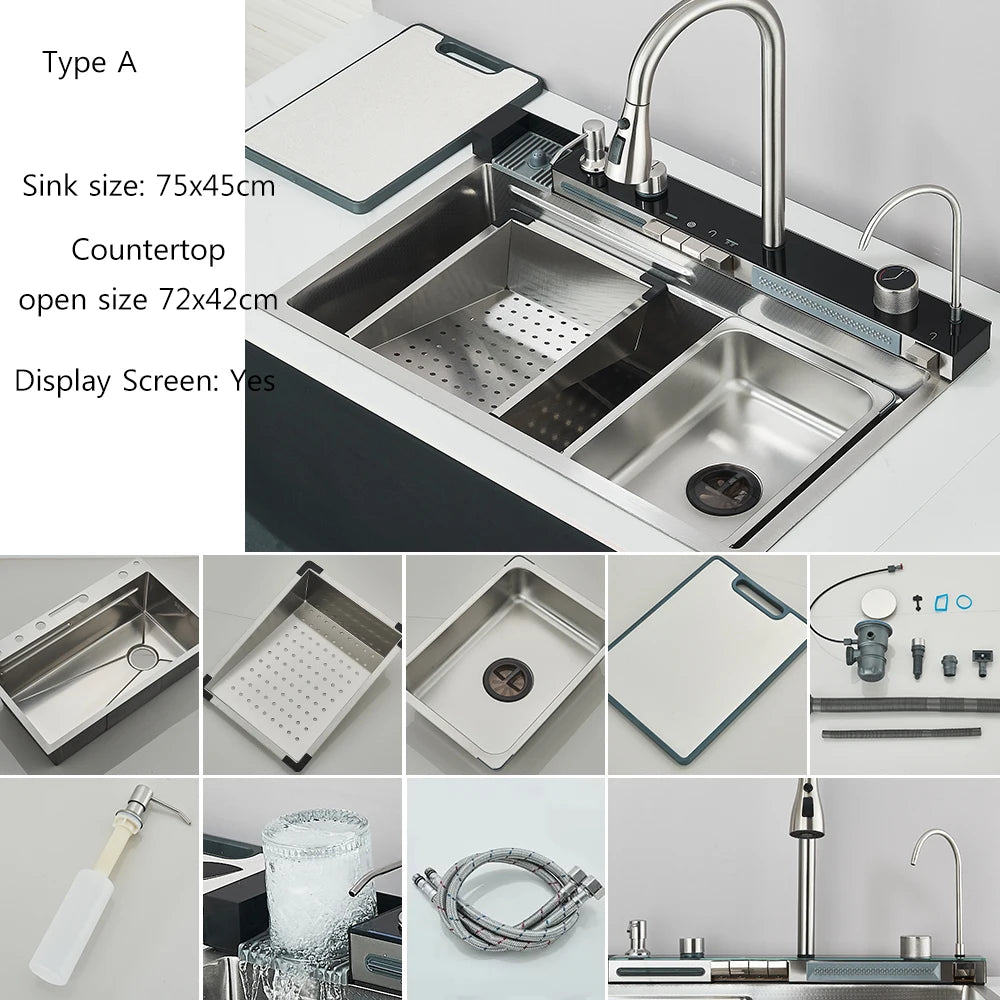 Golden Smart Digital Display Integrated Sink Temperature Control