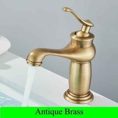 Luxurious Antique Bathroom Basin Faucet Brass Deck Mounted