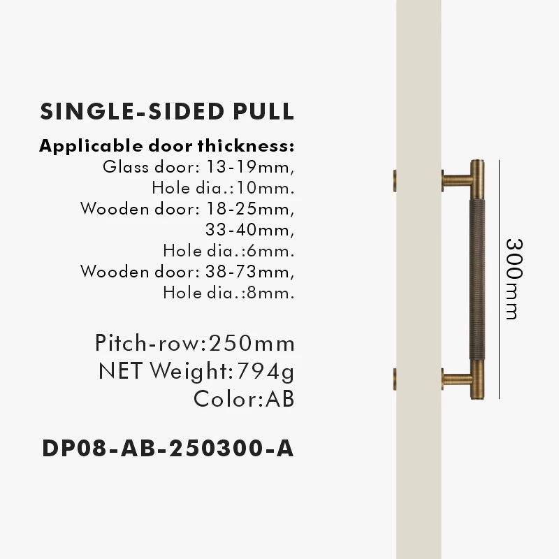 Nurlin Brass Door Double Sided Knurled Pull Bar