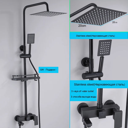 Matte Black Shower Faucet Rainfall High Quality All