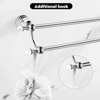 Luxury Crystal Gold Bathroom Hardware Wall Mounted Retractable