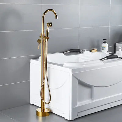 Kemaidi Antique Brass Bathtub Shower Faucet Floor Standing