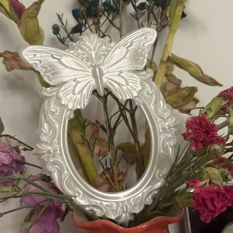 Black Butterfly Gothic Photo Frame Vintage Ornate Oval