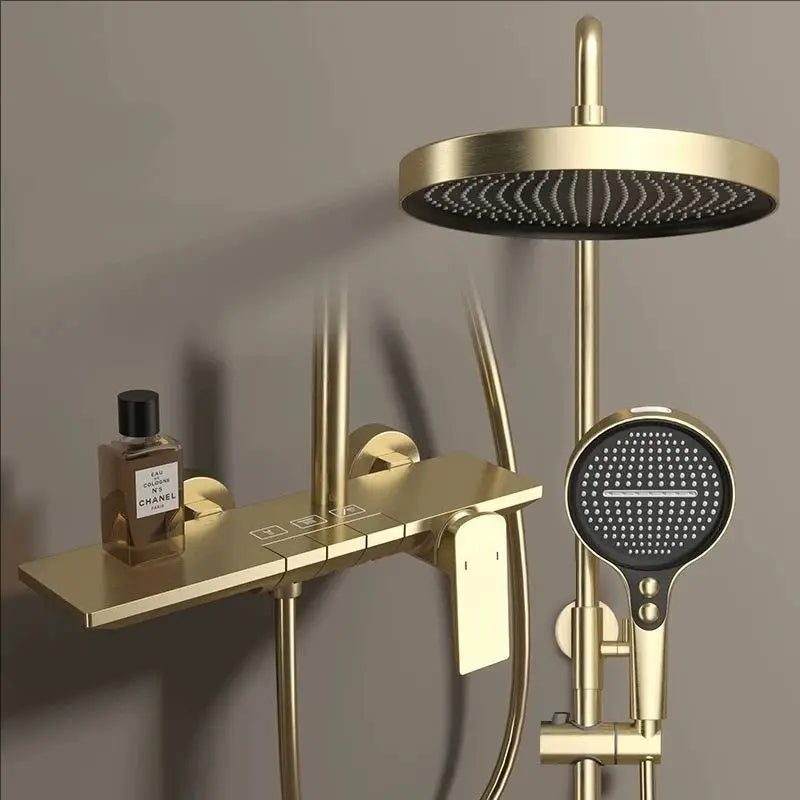 Brushed Rose Gold Piano Bathroom Shower Brass Cold