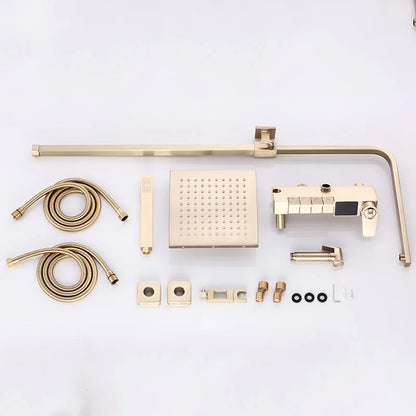 Brushed Gold Piano Digital Shower System Cold Brass