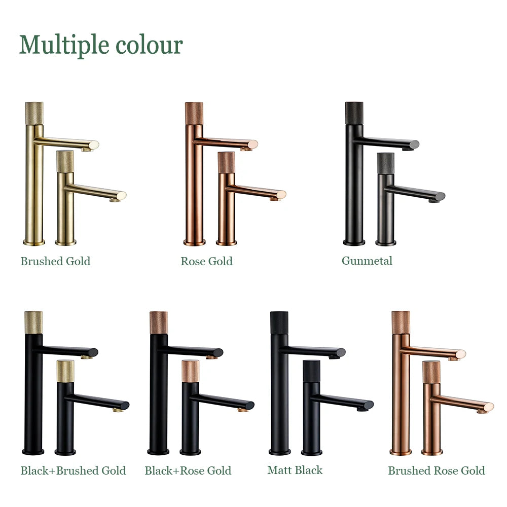 Knurled Faucet Brushed Gold Basin Faucet Bathroom Taps