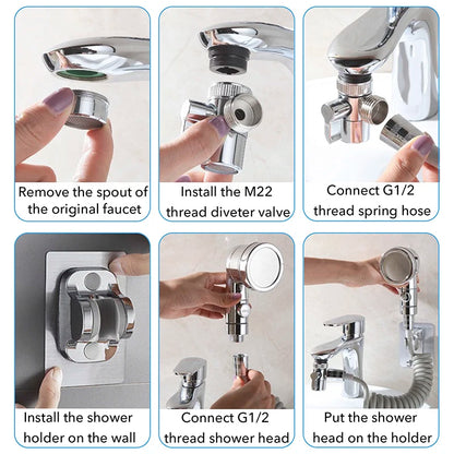 Handheld Faucet Water Diverting Shower Head External Rain