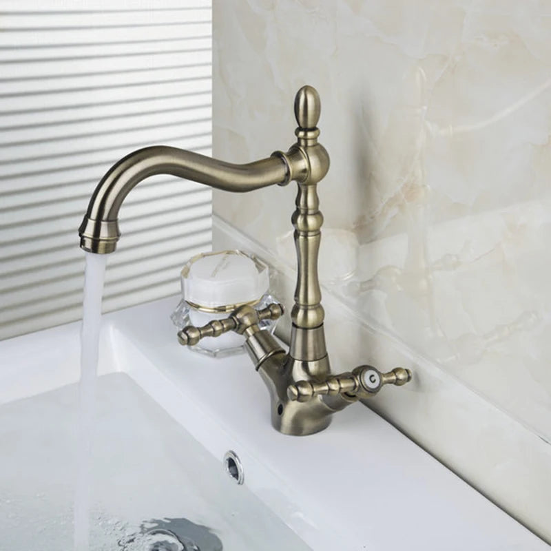 Kemaidi Gold Bathroom Sink Faucet Brass Hole Deck