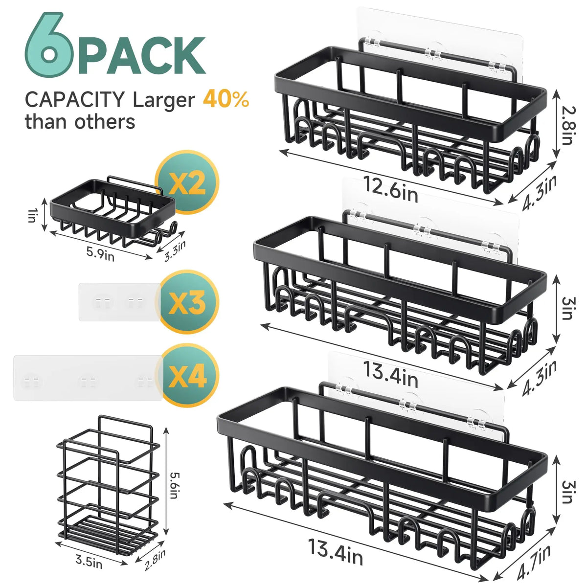 Pack Shower Caddy Organizer Rack Shelf Inside Shower