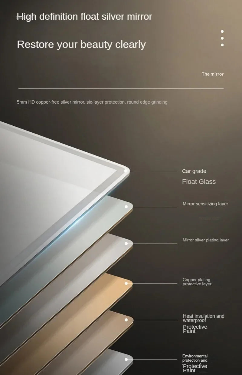 Modern Solid Wood Smart Bathroom Mirror Cabinet Light
