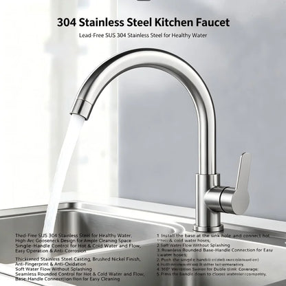 Punch-Free Black Nickel Bathroom Sink Faucet 360 Rotatable
