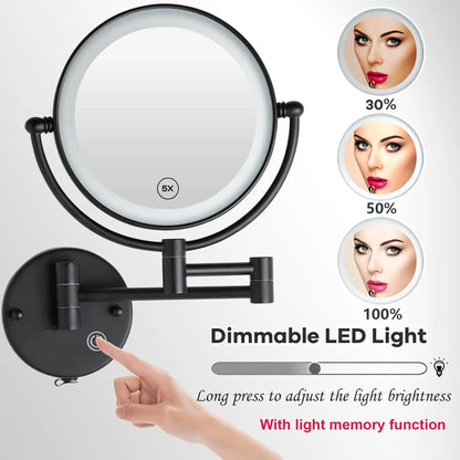 Rose Gold Touch On Led Folding Bathroom Mirror