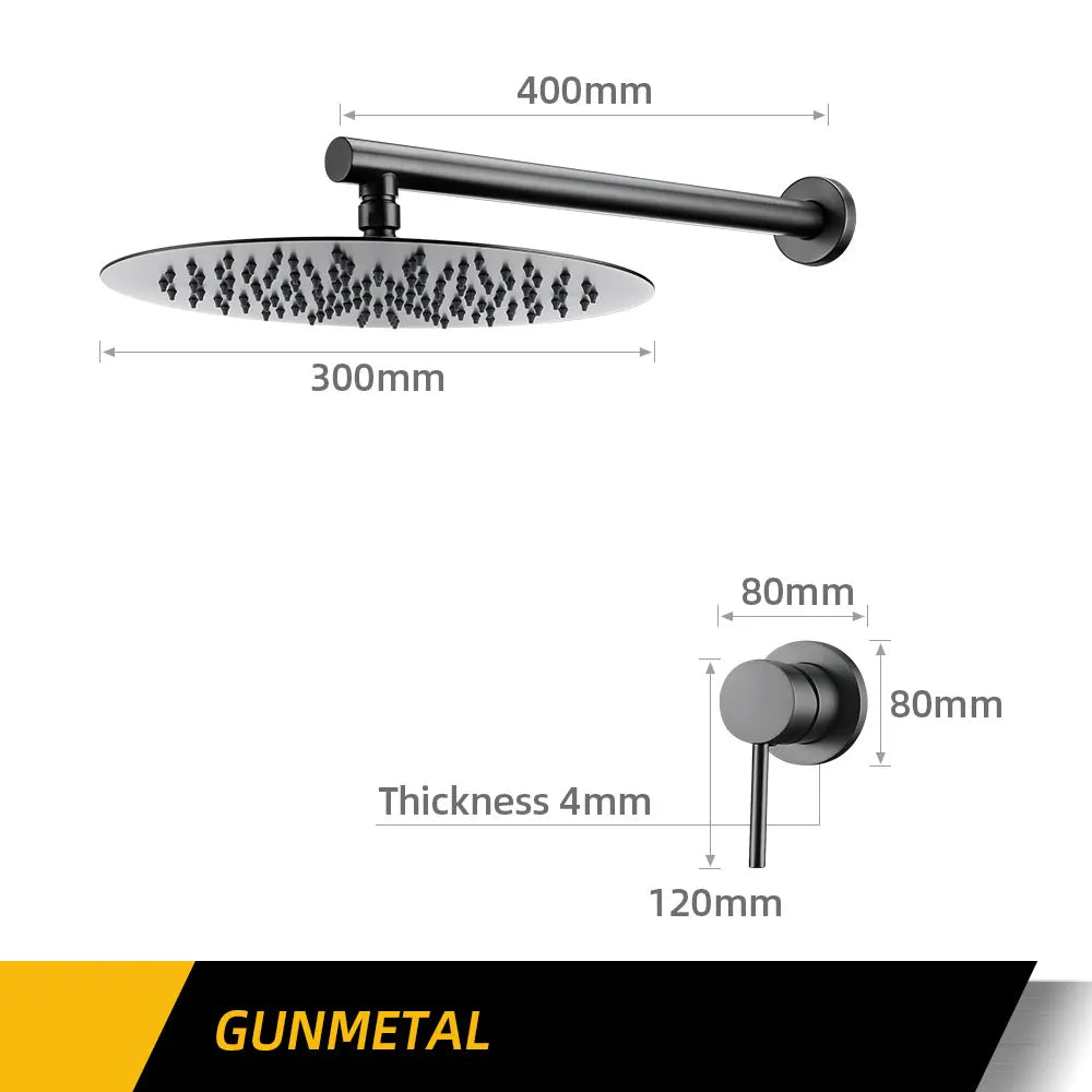 Bathroom Faucet Gunmetal Shower Faucet Wall Mounted 8/10/12