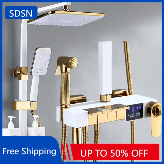 Smart Thermostatic Digital Bathroom Shower 12 Inch Rainfall
