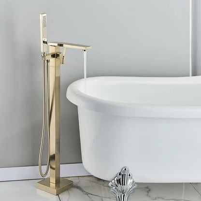 Matte Black Square Bathtub Shower Faucets Floor Standing