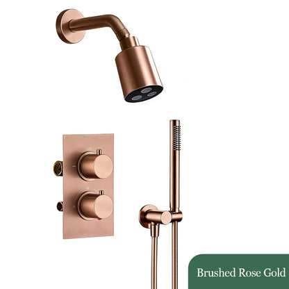 Bathroom Faucet Dial Way Brushed Gold Thermostat Shower
