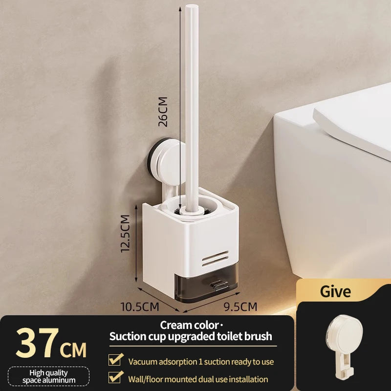 Suction Cup Toilet Brush No Punching Wall Mounted