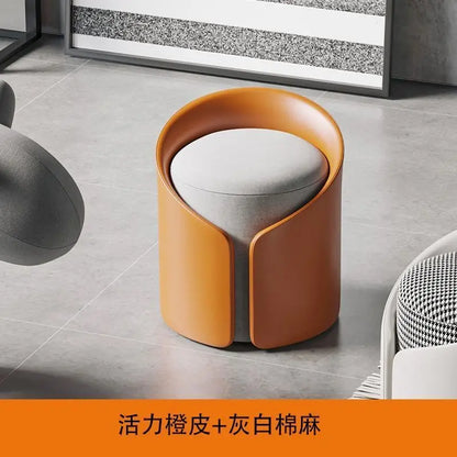 Nordic-Style Round Pouf Versatile Multipurpose Stool Vanity Shoe