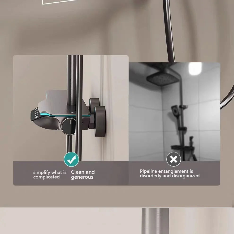 Digital Display Shower Bathroom Rainfall Piano Button Showers
