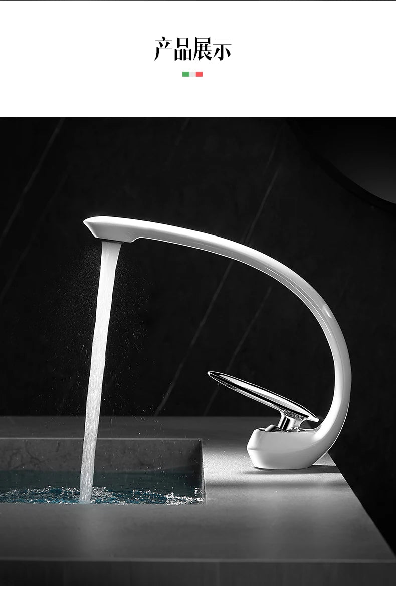 Creative Bathroom Sink Faucet Tap White Brass Wash