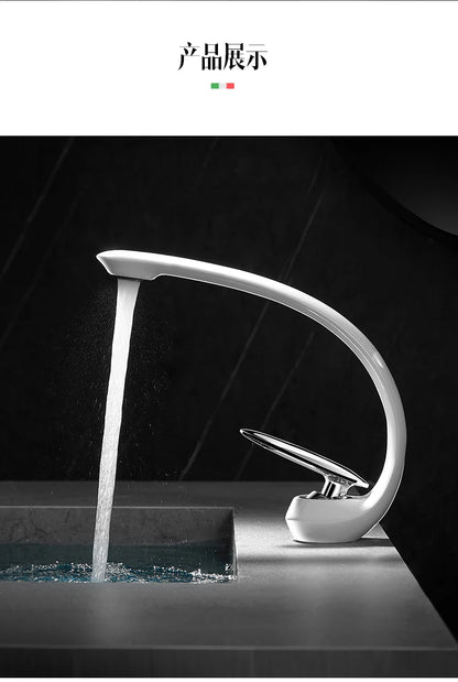 Creative Bathroom Sink Faucet Tap White Brass Wash
