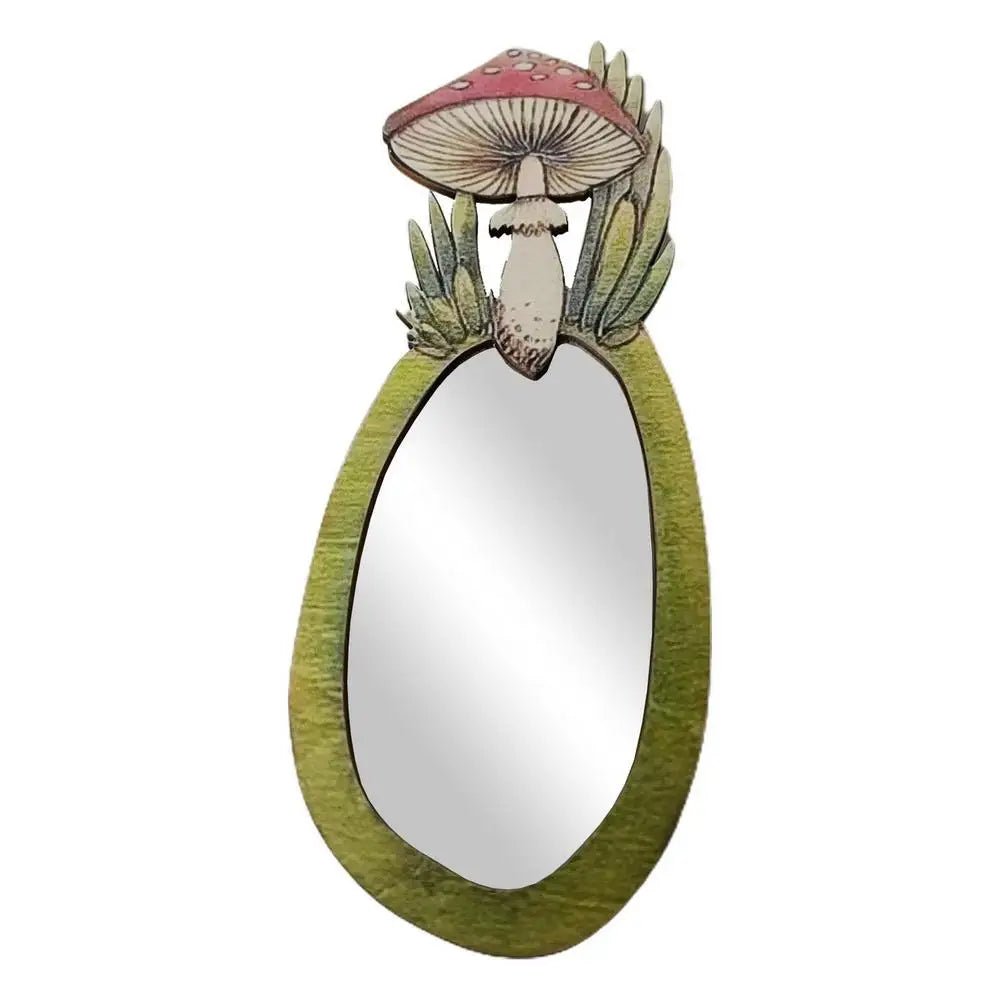 Decorative Wall Mirror Wooden Mushroom Forest Mirror Retro