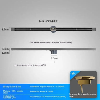 2cm Wide Floor Drain Stainless Steel Linear Narrow