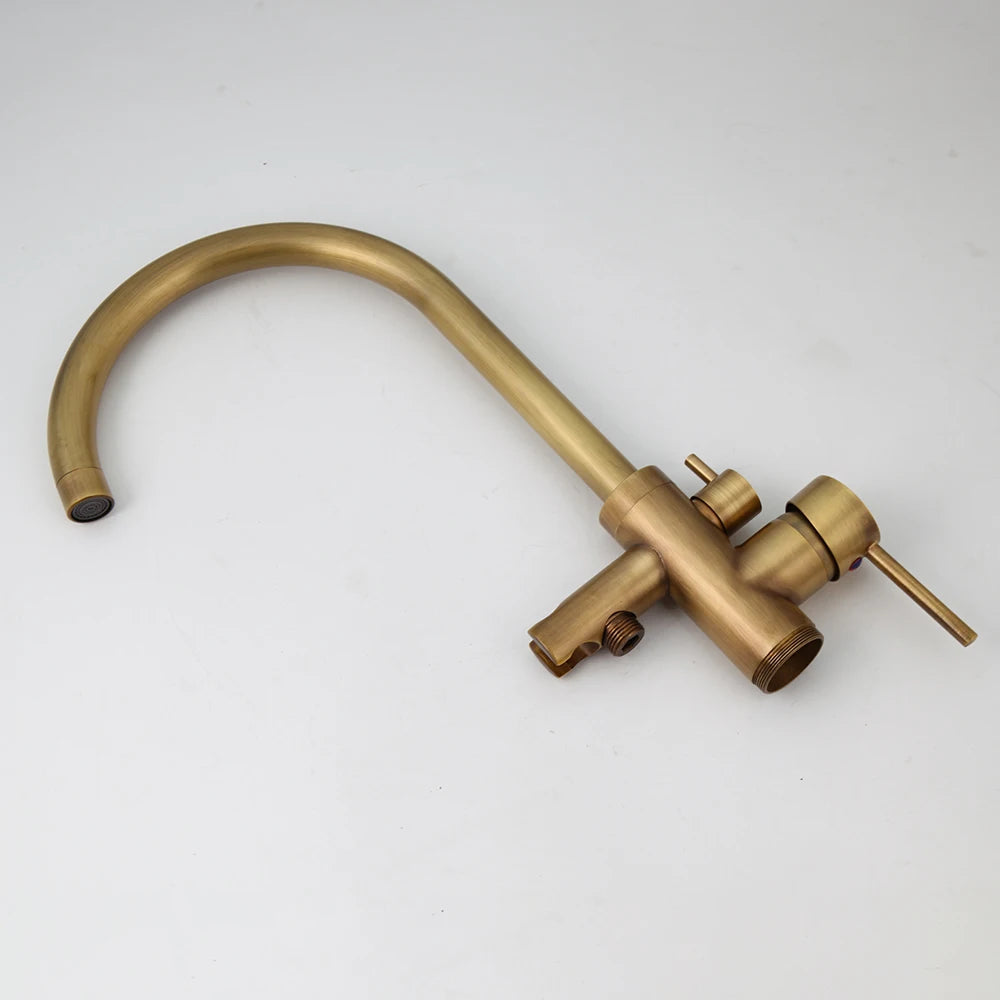 Kemaidi Antique Brass Bathtub Shower Faucet Floor Standing