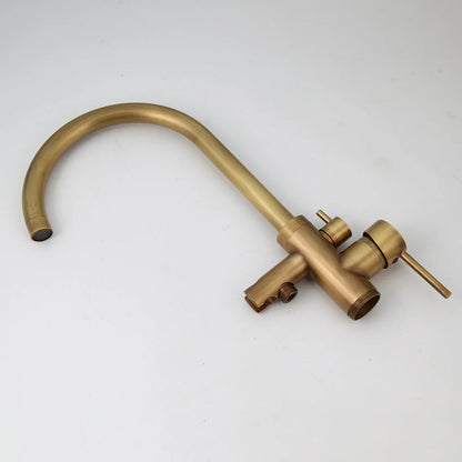 Kemaidi Antique Brass Bathtub Shower Faucet Floor Standing
